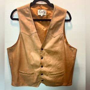 Vintage Leather Vest Button Up by Scully sz44 in Tobacco Soft leather